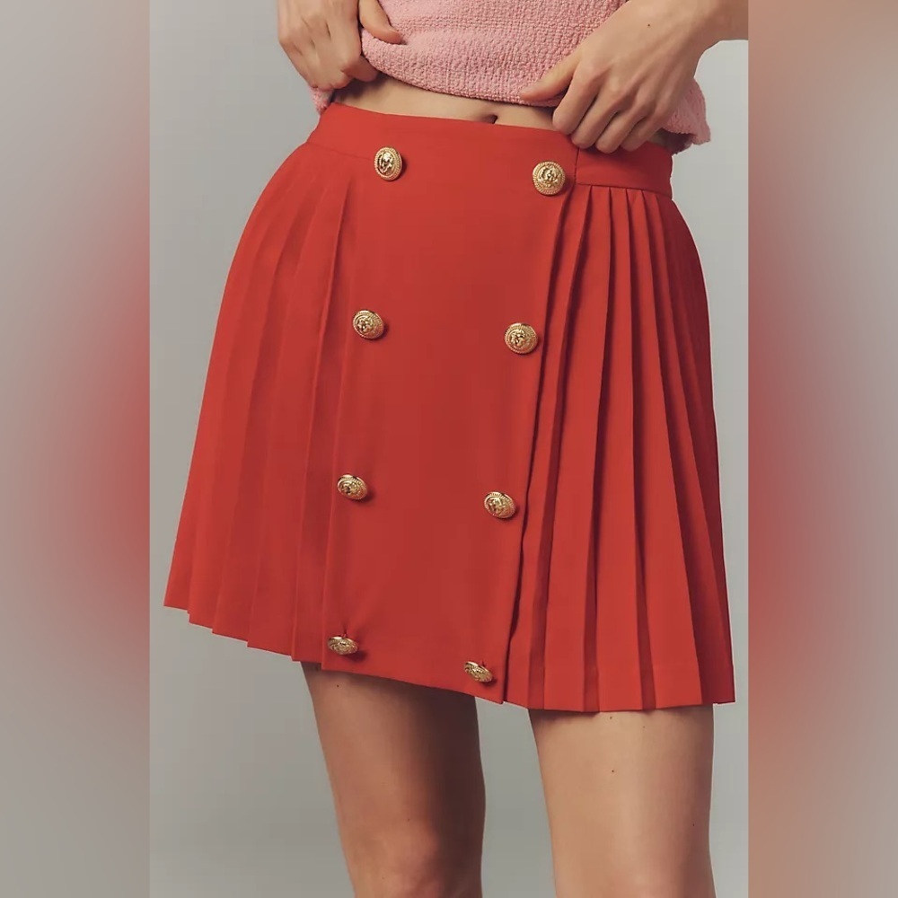 NWT! Anthropologie Red Hutch Button-Front Mini Skirt - Multiple📢